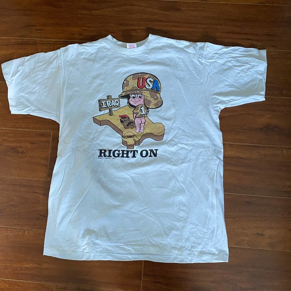 Vintage USA Saddam Cartoon T-Shirt - Picture 1 of 8